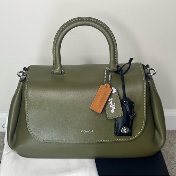Coach Slouchy Rogue Top Handle Bag in Olive Green & Silver CCC39 Authenticated - Picture 6 of 13